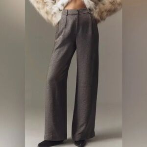 Maeve Anthropologie Shimmered Wide-Leg Trousers in Silver Grey size 2 NWT